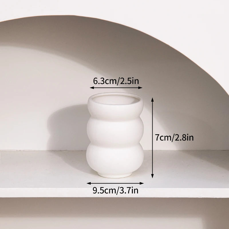 White Ceramic Vase Modern Minimalist Decorative Flower Vase