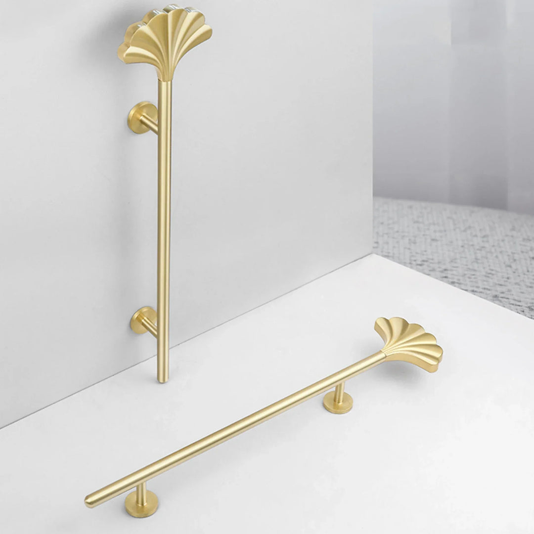 Solid Brass Ginkgo Leaf Handle – Elegant Gold Furniture Knob for Cabinets, Wardrobes, and Cupboards