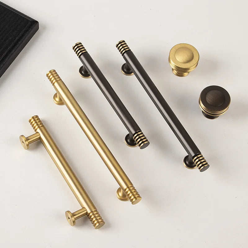 Brass Kitchen Cabinet Handles – Gold Textured Knobs and Pulls for Furniture