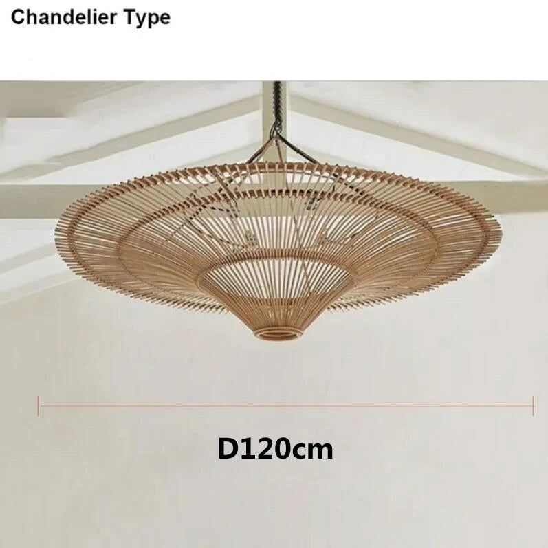 Large Wicker Pendant Lamp – Wabi Sabi Rattan Hanging Light