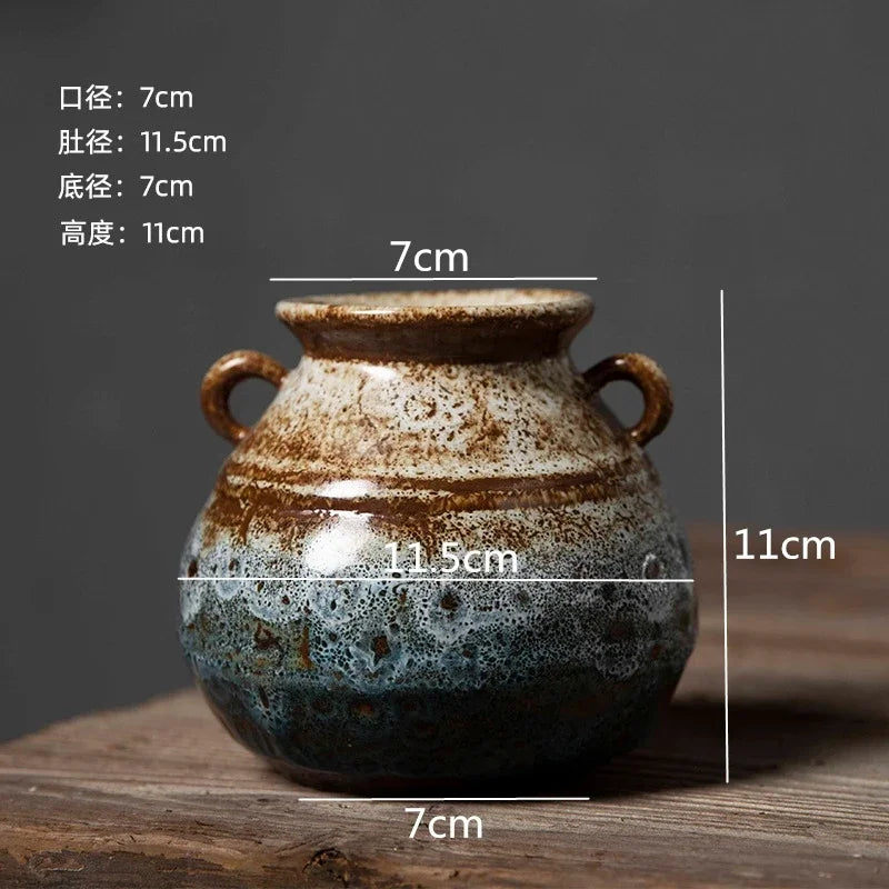 Retro Ceramic Hydroponic Vase for Desktop Flower Arrangement Decor