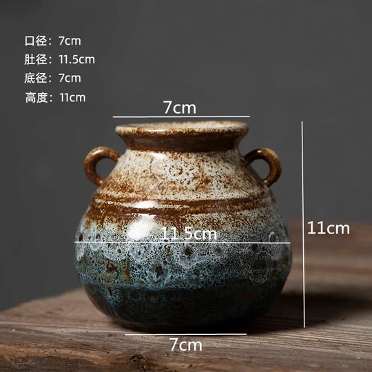 Retro Ceramic Hydroponic Vase for Desktop Flower Arrangement Decor