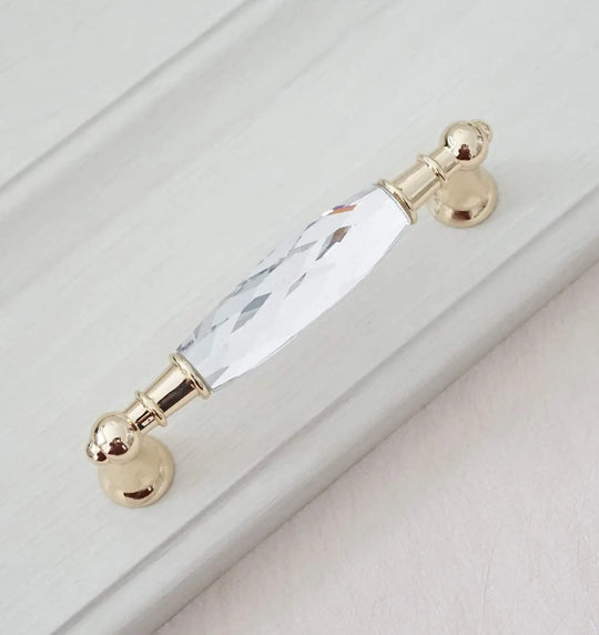 Modern Crystal Glass Drawer Handles – Gold and Black Pulls for Dressers and Cabinets (96mm/128mm)
