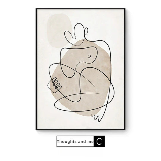 Modern Abstract Figure Line Art Canvas Wall Art Unframed