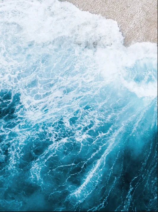 Blue Ocean Waves Beach Canvas Wall Art for Living Room