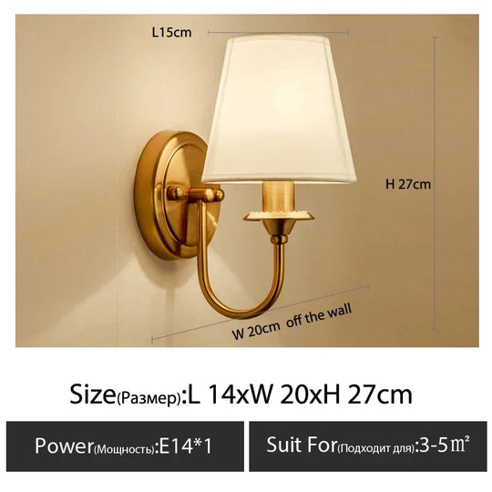 European Style Copper LED Wall Lamp for Bedroom & Living Room
