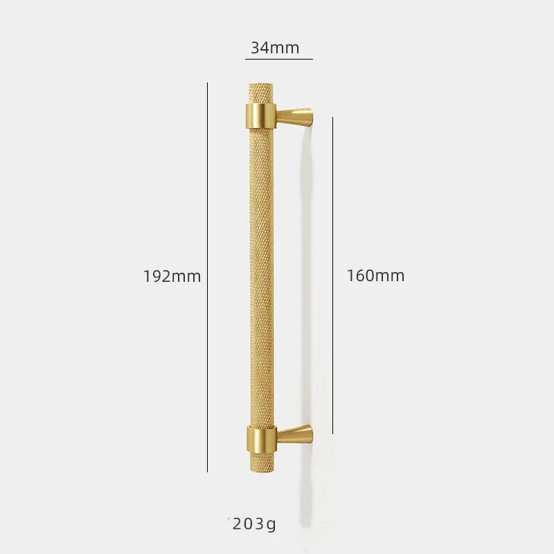 Solid Brass Knurled Furniture Handles – Textured Pulls and Knobs for Cabinets and Wardrobes