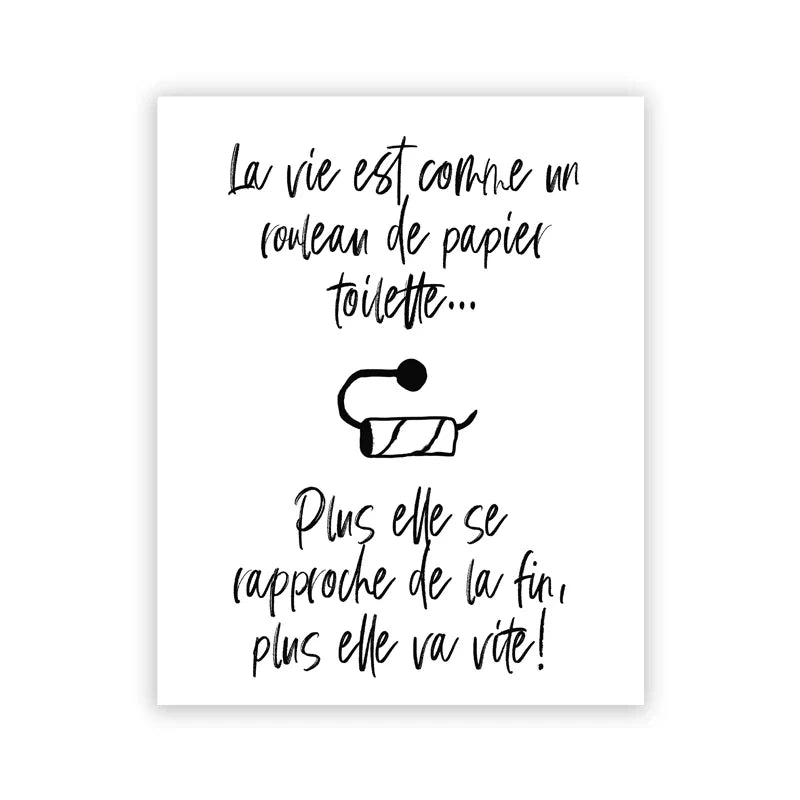 Bathroom Rules French Quotes Black White Canvas Wall Art