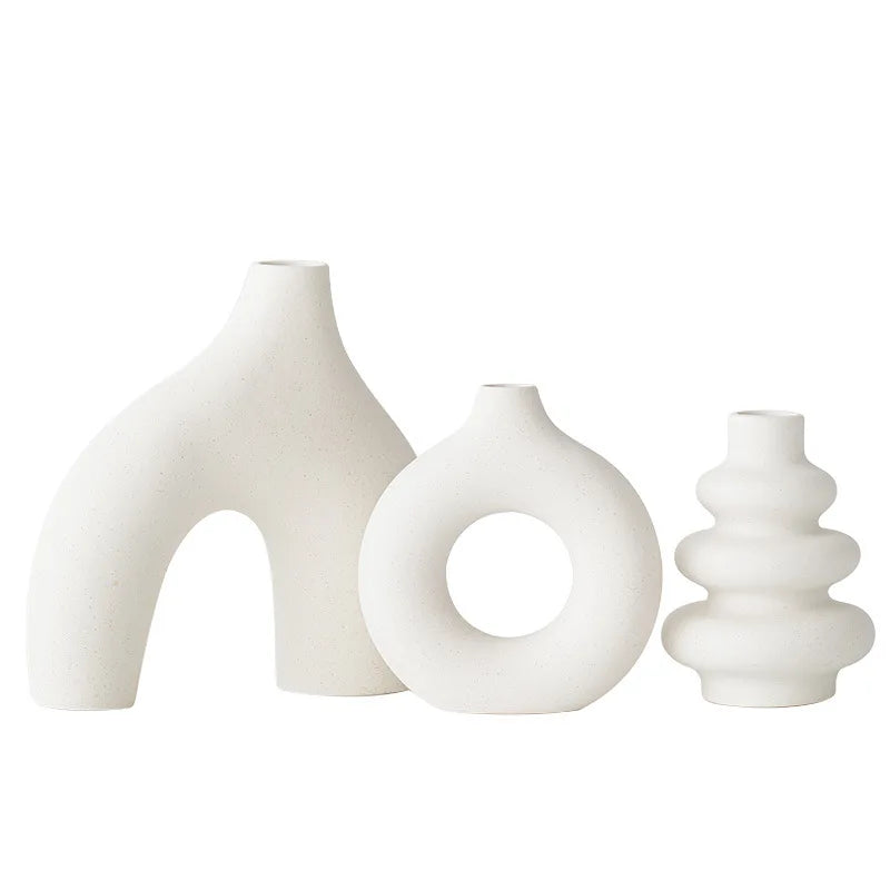 Set of 3 Ceramic Decorative Vases for Tabletop and Shelf Decor