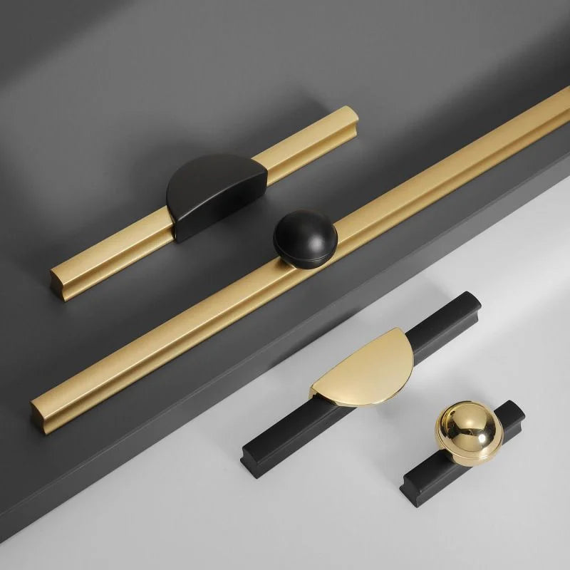 Black and Gold Cabinet Pulls – Double-Color Aluminum Zinc Alloy Handles