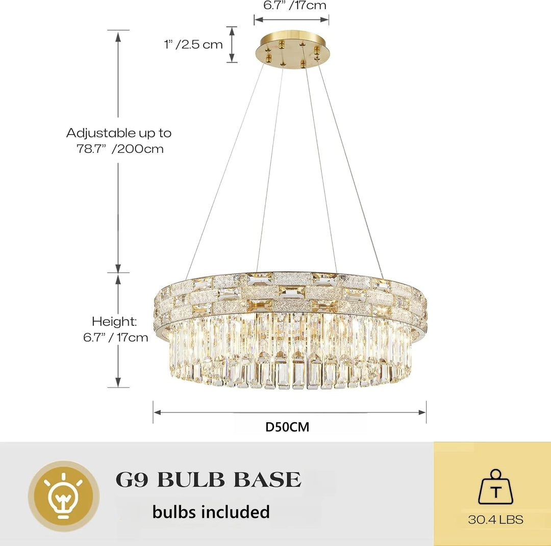 Modern Gold Crystal Chandelier for Dining & Living Spaces