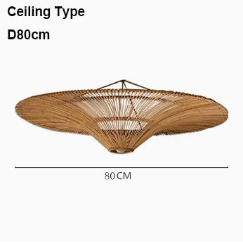 Large Wicker Pendant Lamp – Wabi Sabi Rattan Hanging Light