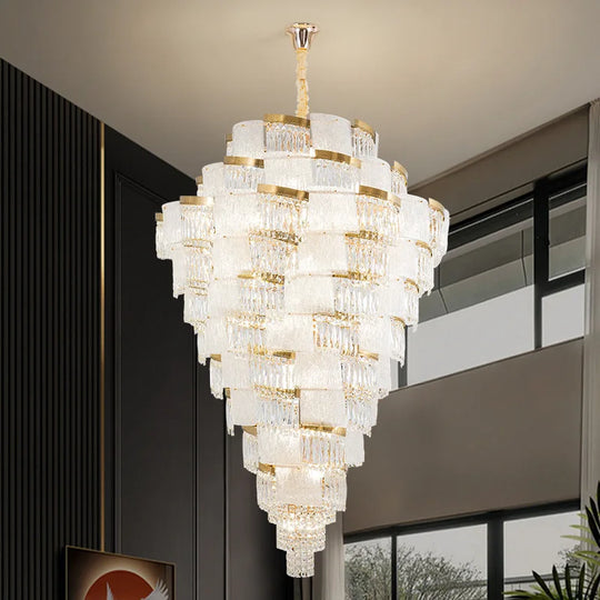 Luxury Crystal Chandelier – Modern High-Ceiling Pendant for Villa Stairwell
