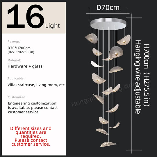 Modern Crystal Glass Stair Chandelier – High Ceiling Pendant Light
