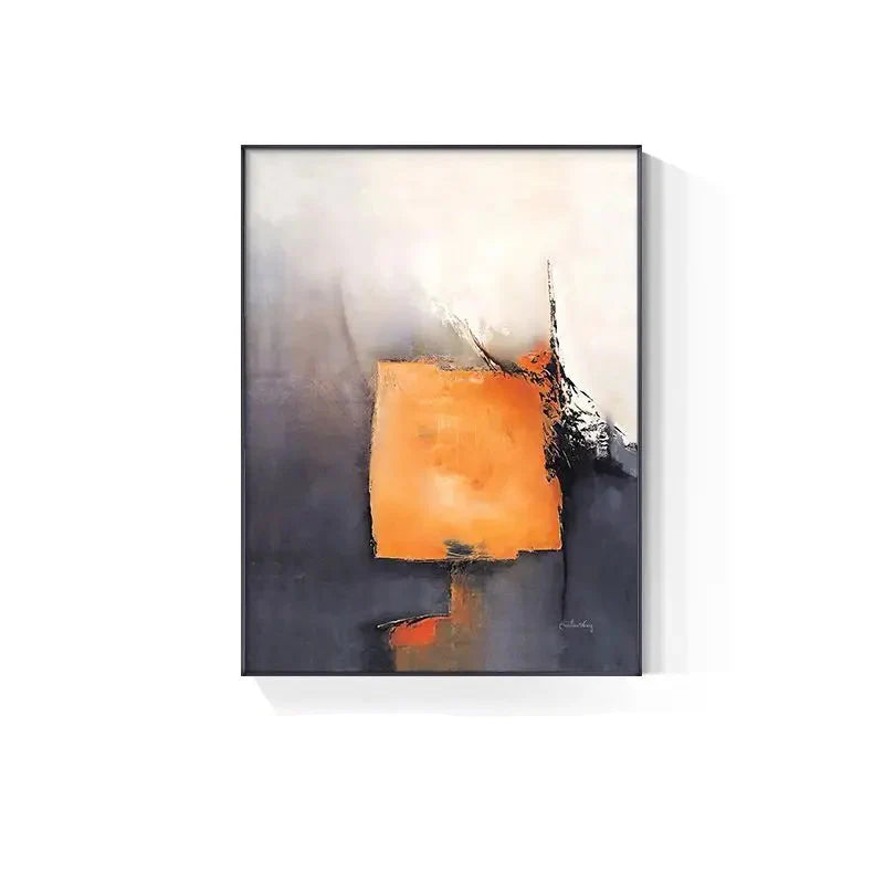 Gray Orange Industrial Abstract Canvas Wall Art