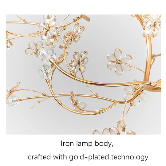 Nordic Modern Luxury Crystal Gold-Plated Branch Chandelier – LED Light