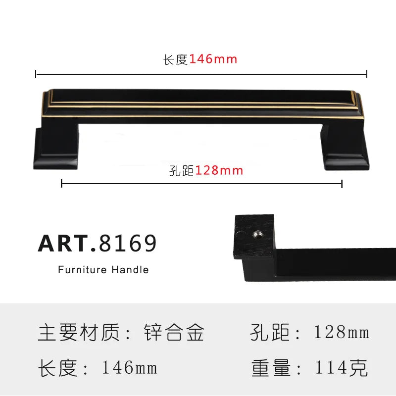 Zinc Alloy Solid Cabinet Door Handles – Modern Minimalist Pulls for Furniture