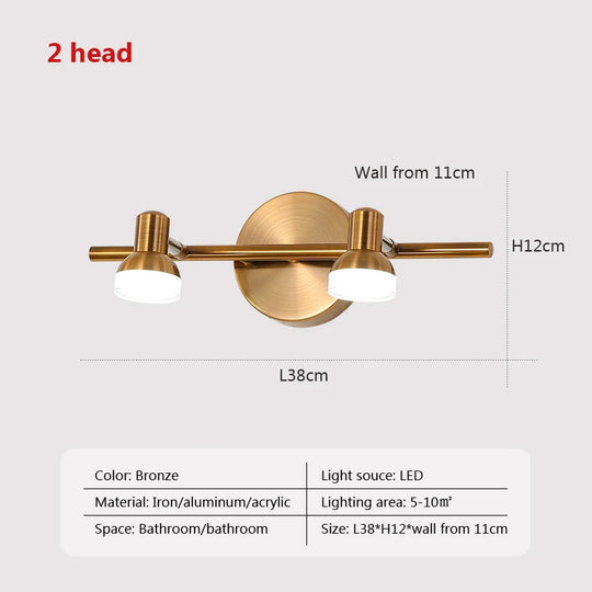 Modern LED Wall Light Multi-Head Mirror Lamp for Bathroom & Bedroom