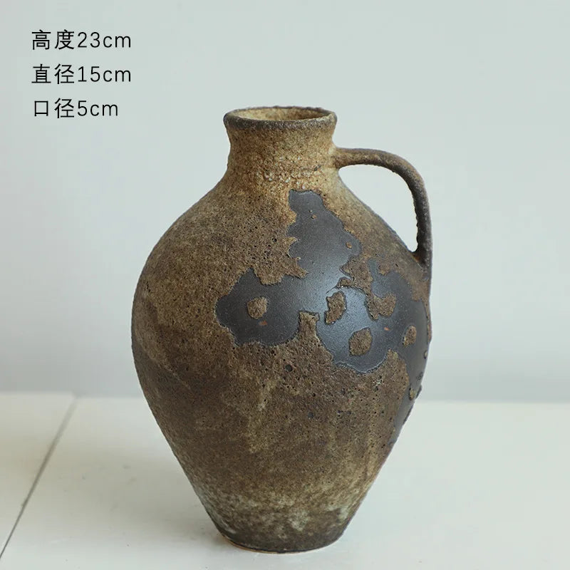 Vintage Dual Ear Coarse Ceramic Vase