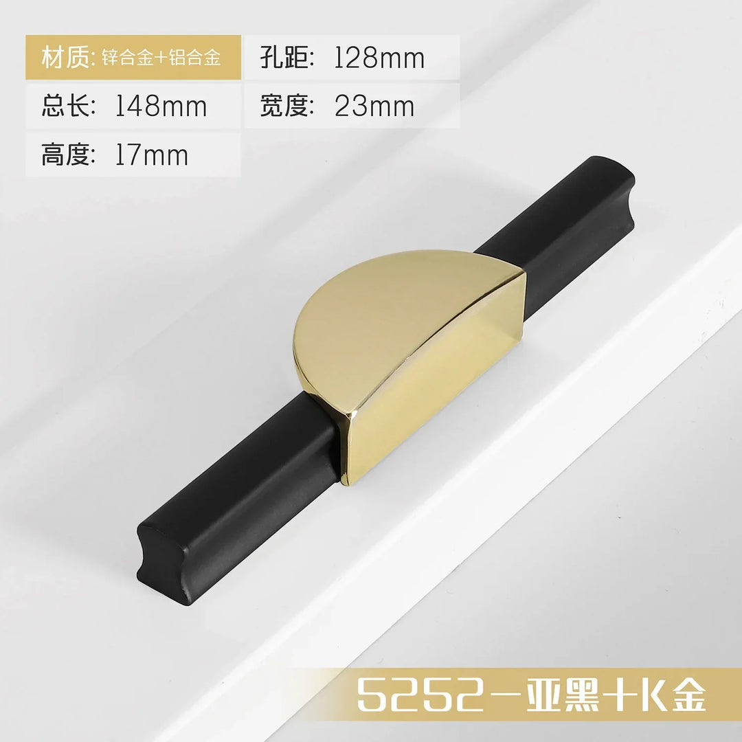 Black and Gold Cabinet Pulls – Double-Color Aluminum Zinc Alloy Handles
