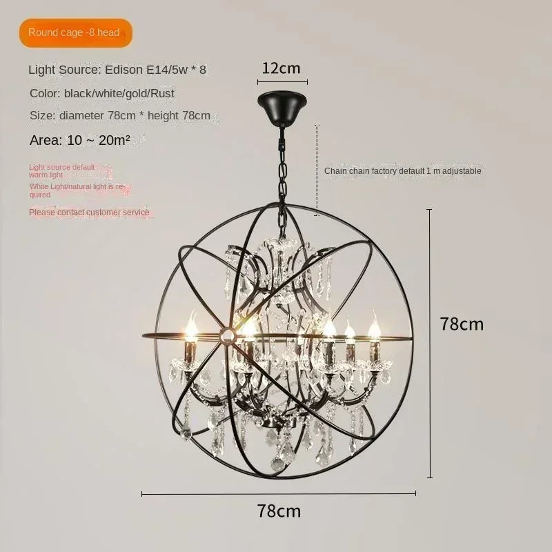 Birdcage Iron Crystal LED Pendant Lamp