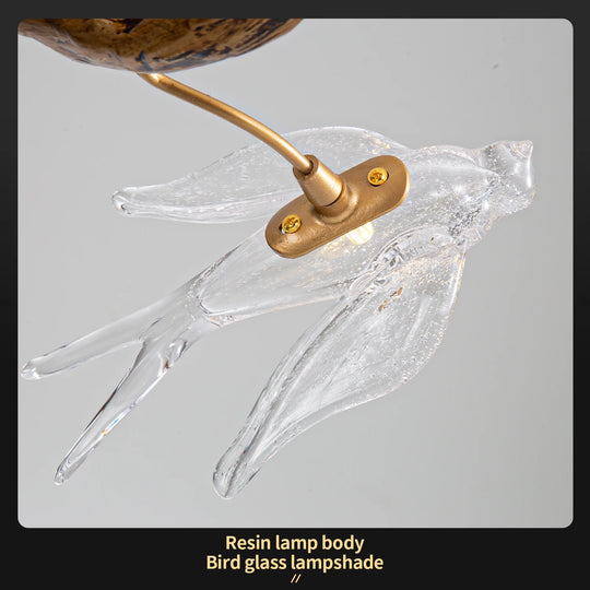 Vintage Round Glass Bird Branch Chandelier for Dining & Living Rooms