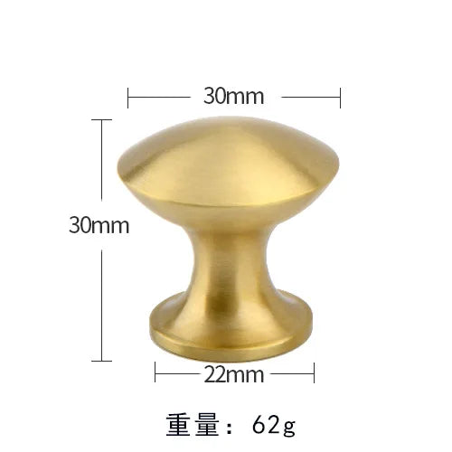 Pure Brass Cabinet Handles – Brushed Gold Single-Hole Knobs