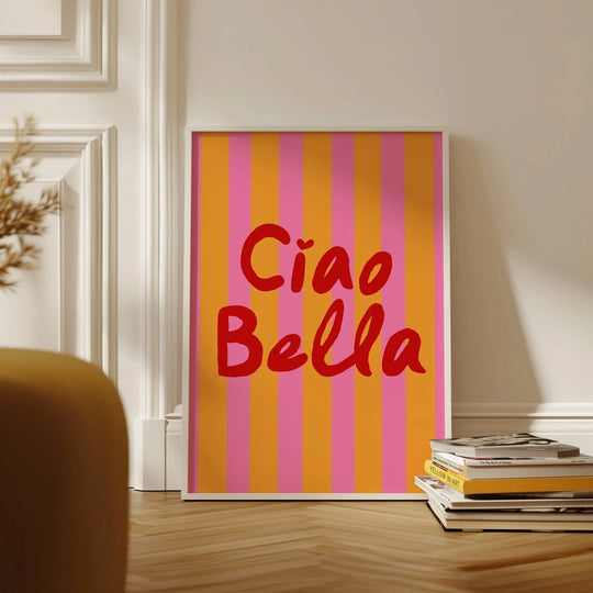 Ciao Bella Dolce Vita Quote Typographic Canvas Wall Art