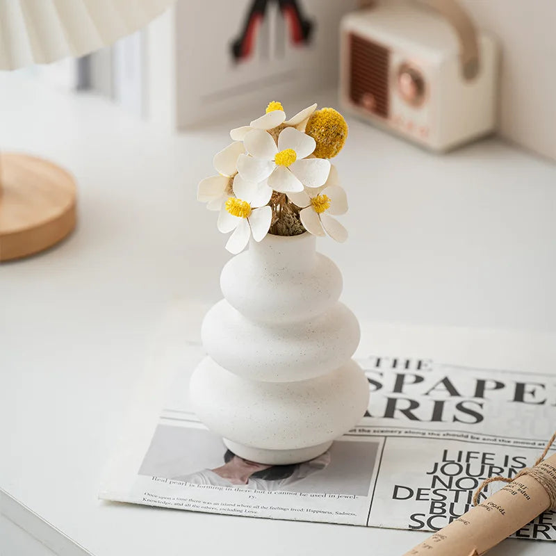 Set of 3 Ceramic Decorative Vases for Tabletop and Shelf Decor