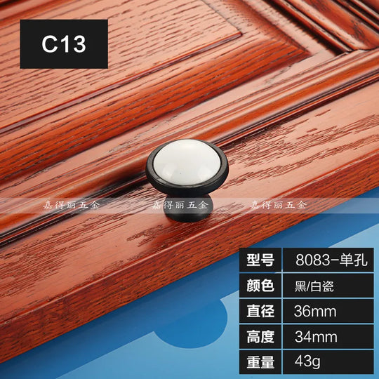 European Ceramic Cabinet Handles – Black and White Pulls for Furniture