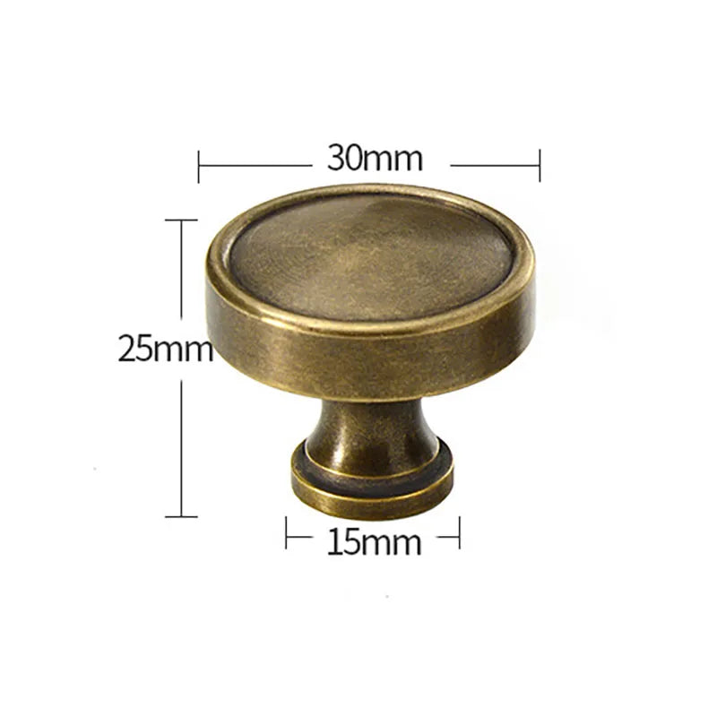 Antique Brass Round Cabinet Knobs – Vintage Drawer & Cupboard Pulls