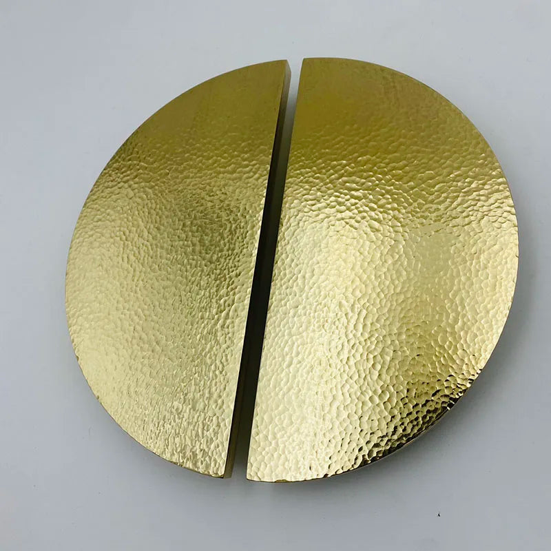 Handmade Hammered Brass Round Knobs – Pair of Pulls for Cabinets and Wardrobes