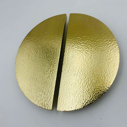 Handmade Hammered Brass Round Knobs – Pair of Pulls for Cabinets and Wardrobes
