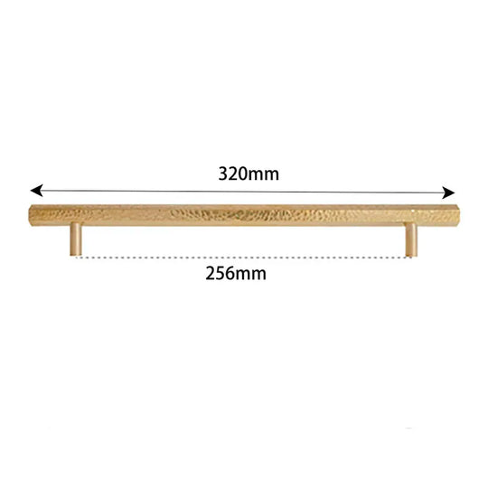 LUX Brass Hammered Hexagonal T-Bar Handles – Long Pulls for Cabinets and Wardrobes (600–1000mm)