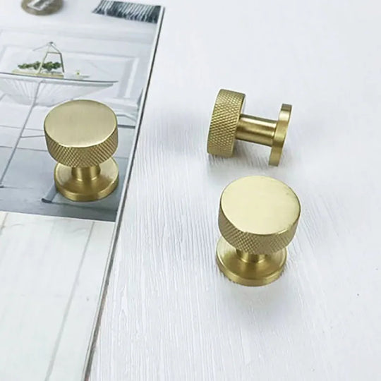 Knurled Brass Drawer Knobs – Modern Textured Furniture Pulls
