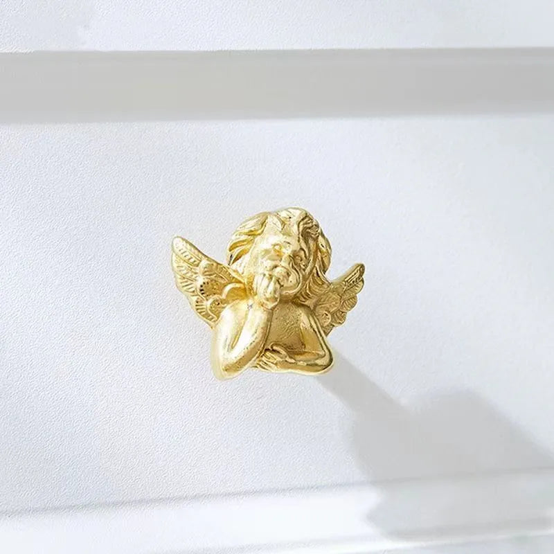 Brass Angel Cabinet Handles – Vintage Gold Knobs for Furniture
