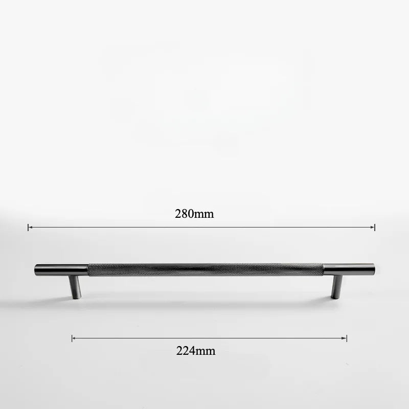 Black Knurled Brass Furniture Handles – Modern Textured Pulls and Knobs (80–500mm)