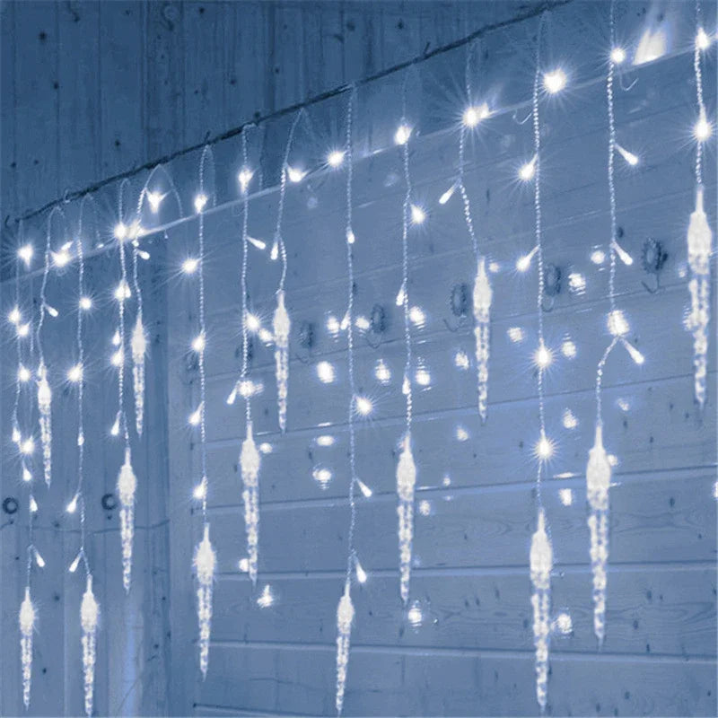Christmas LED Icicle Curtain Lights Outdoor Wedding Garden Decor