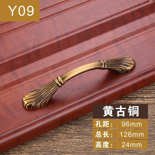 Antique Yellow Bronze Cabinet Handles – Brushed Vintage Drawer Pulls
