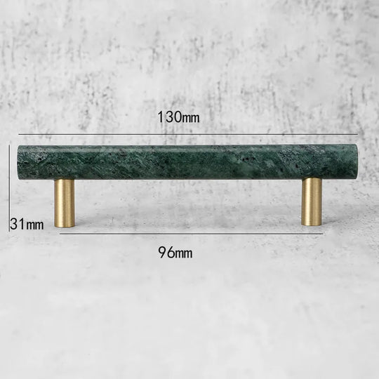 Green and White Marble Cabinet Handles – Luxury Brass-Based Pulls for Furniture (50mm-200mm)