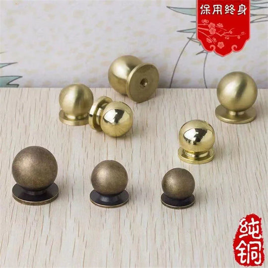 Solid Brass Ball Cabinet Knobs – Vintage Single-Hole Handles