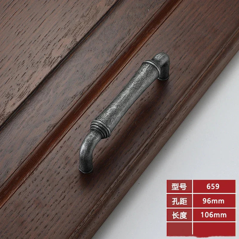 Retro Bronze and Black-Red Cabinet Handles – Nordic Square Zinc Alloy Pulls