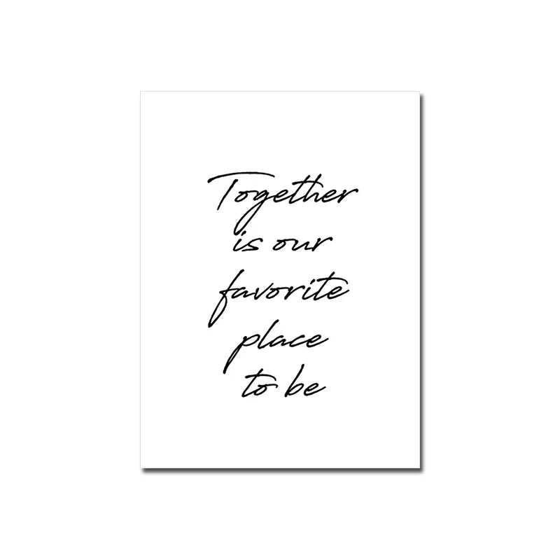 Love Family Home Quote Black White Canvas Wall Art