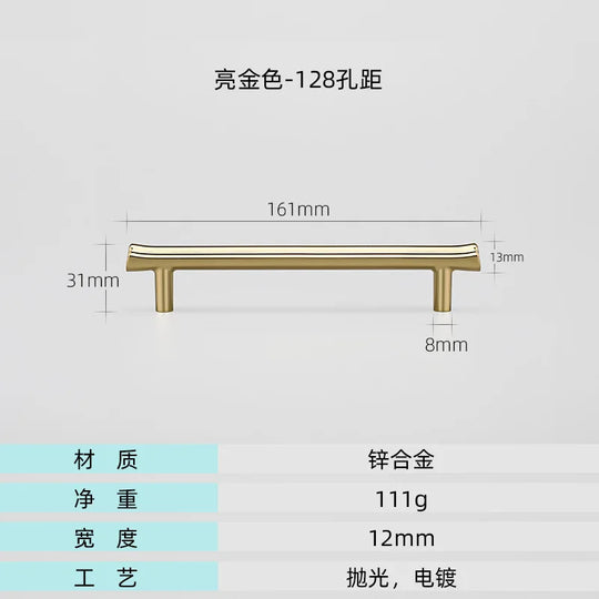 Modern Brushed Gold Cabinet Handles – Zinc Alloy Drawer Pulls