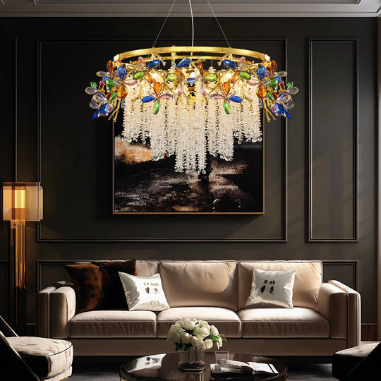 Luxury Crystal Flower Chandelier Modern Branch Pendant Ceiling Light