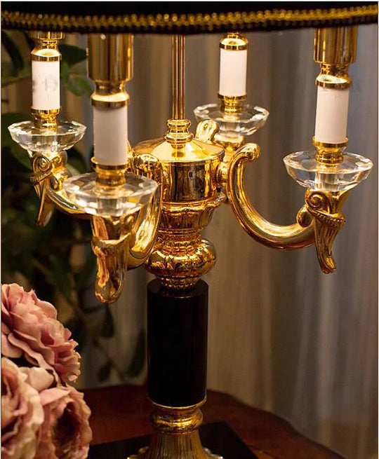 Luxury Black Crystal Table Lamp for Bedroom & Living Room