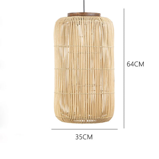 Wabi Sabi Rattan Pendant Light Handwoven Hemp Rope Ceiling Lamp