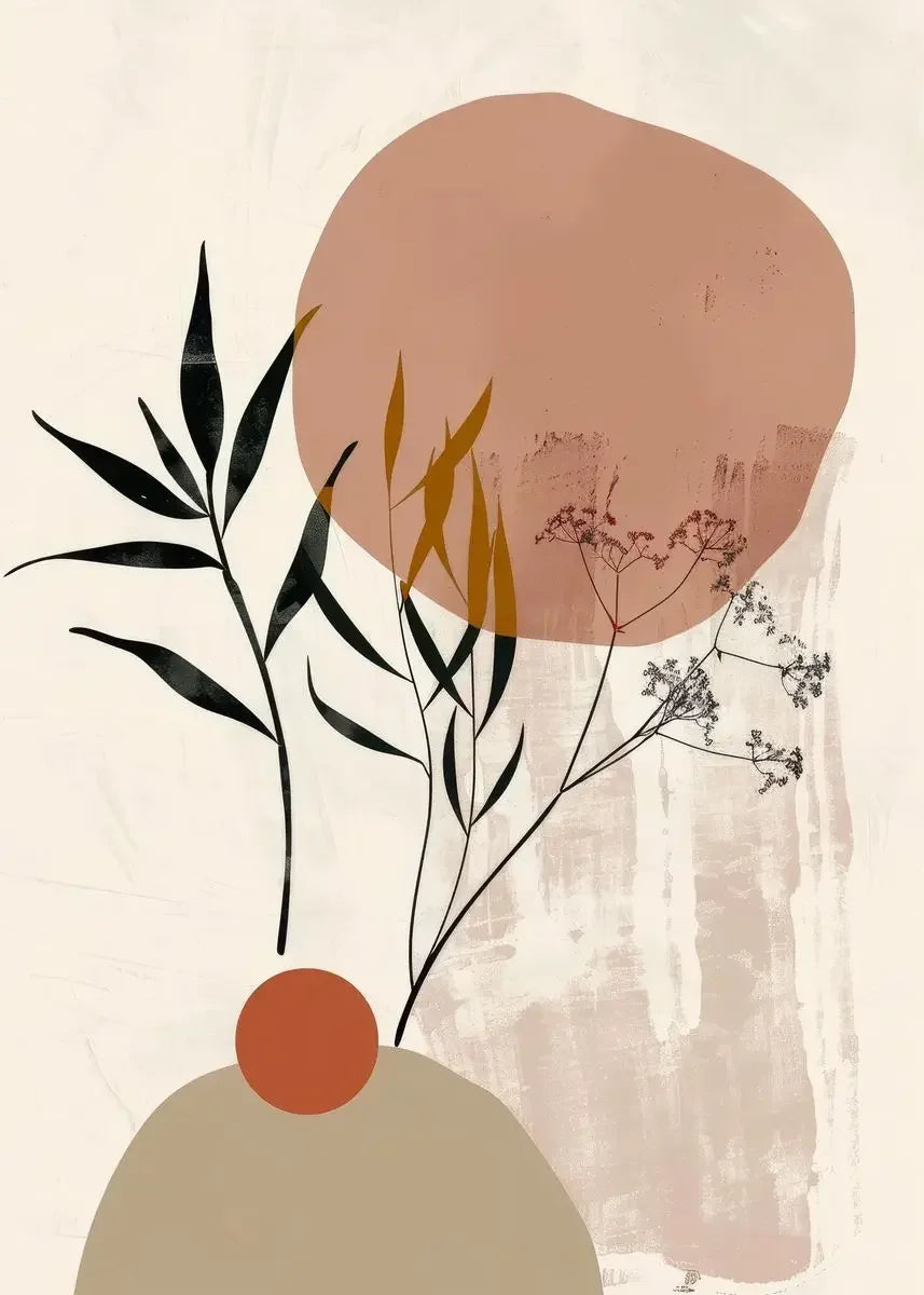 Rustic Abstract Botanical Still Life Floral Canvas Wall Art