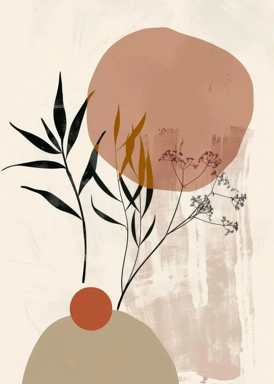 Rustic Abstract Botanical Still Life Floral Canvas Wall Art