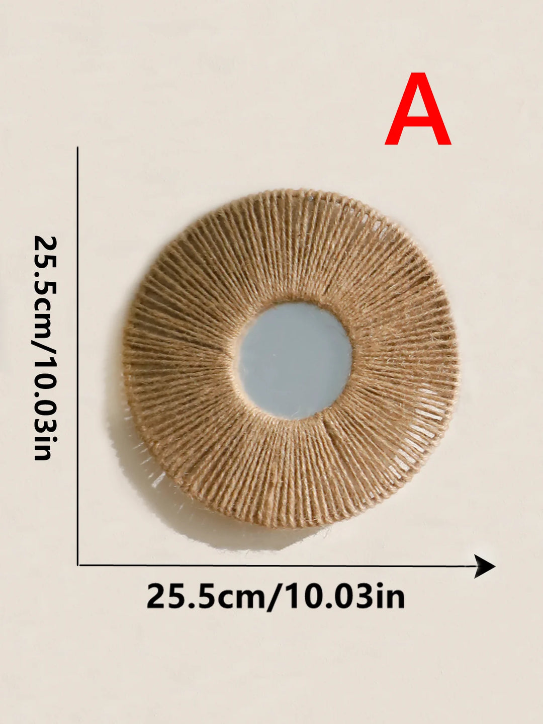 Round Hanging Wall Mirror with Woven Hemp Rope Decor
